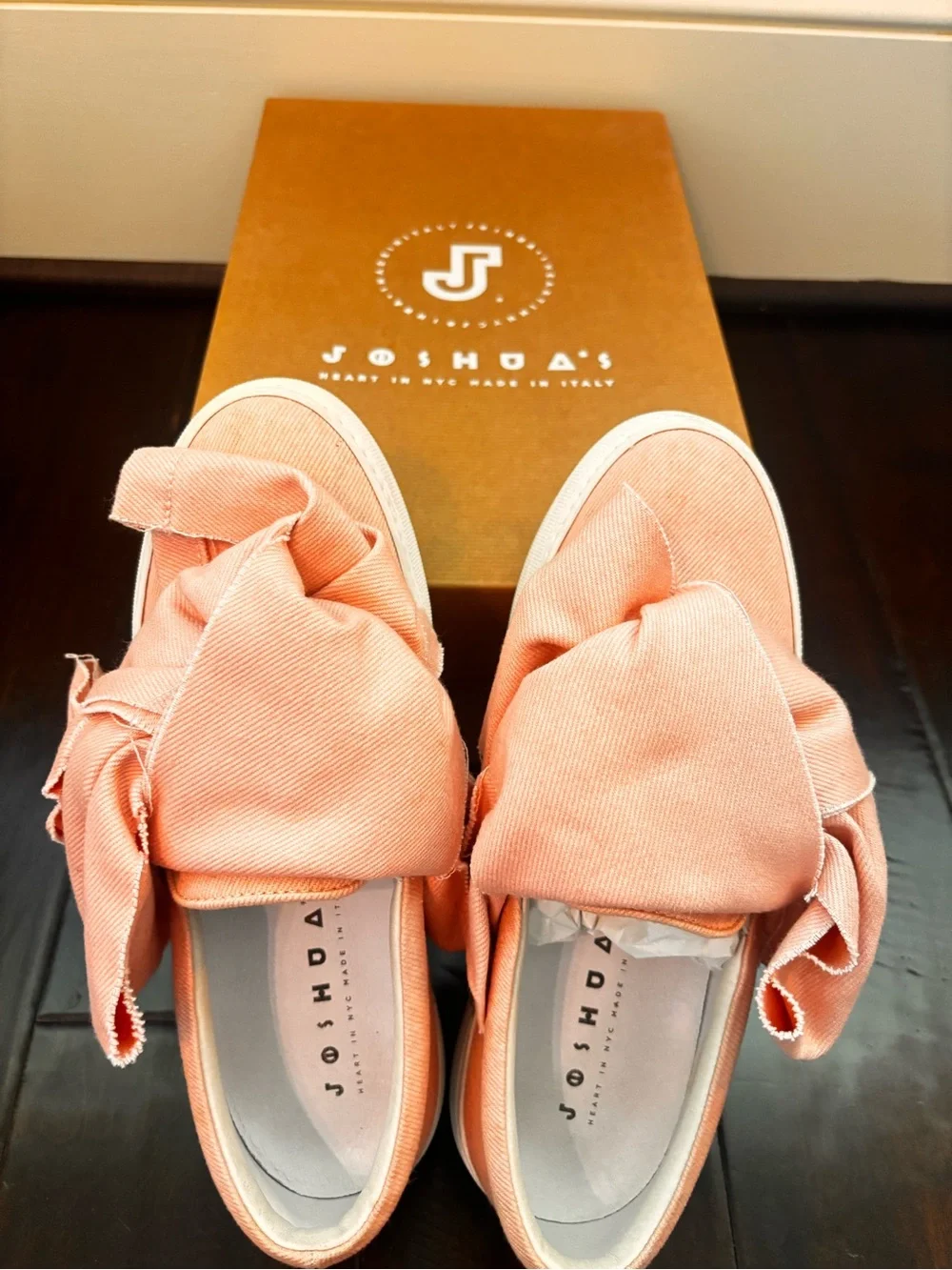 Joshua Sanders Pink Oversized Bow Slip-On Platform Sneakers Made in Italy